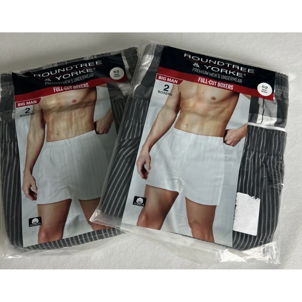 Lot of 4 Roundtree & Yorke Boxers Size 52 Big Man Full-Cut Premium Underwear A59